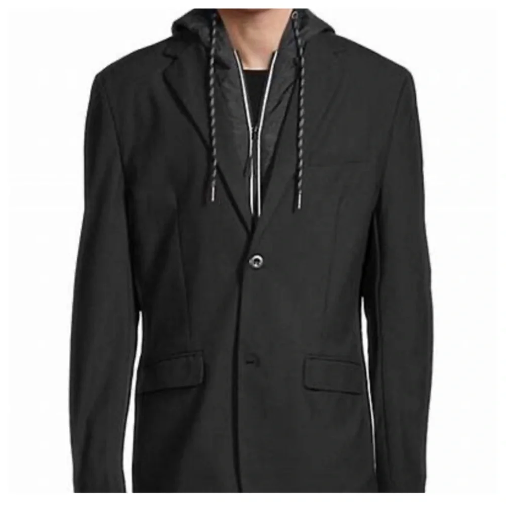 PROJEK RAW BLACK WITH REMOVABLE HOOD KNIT BLAZER